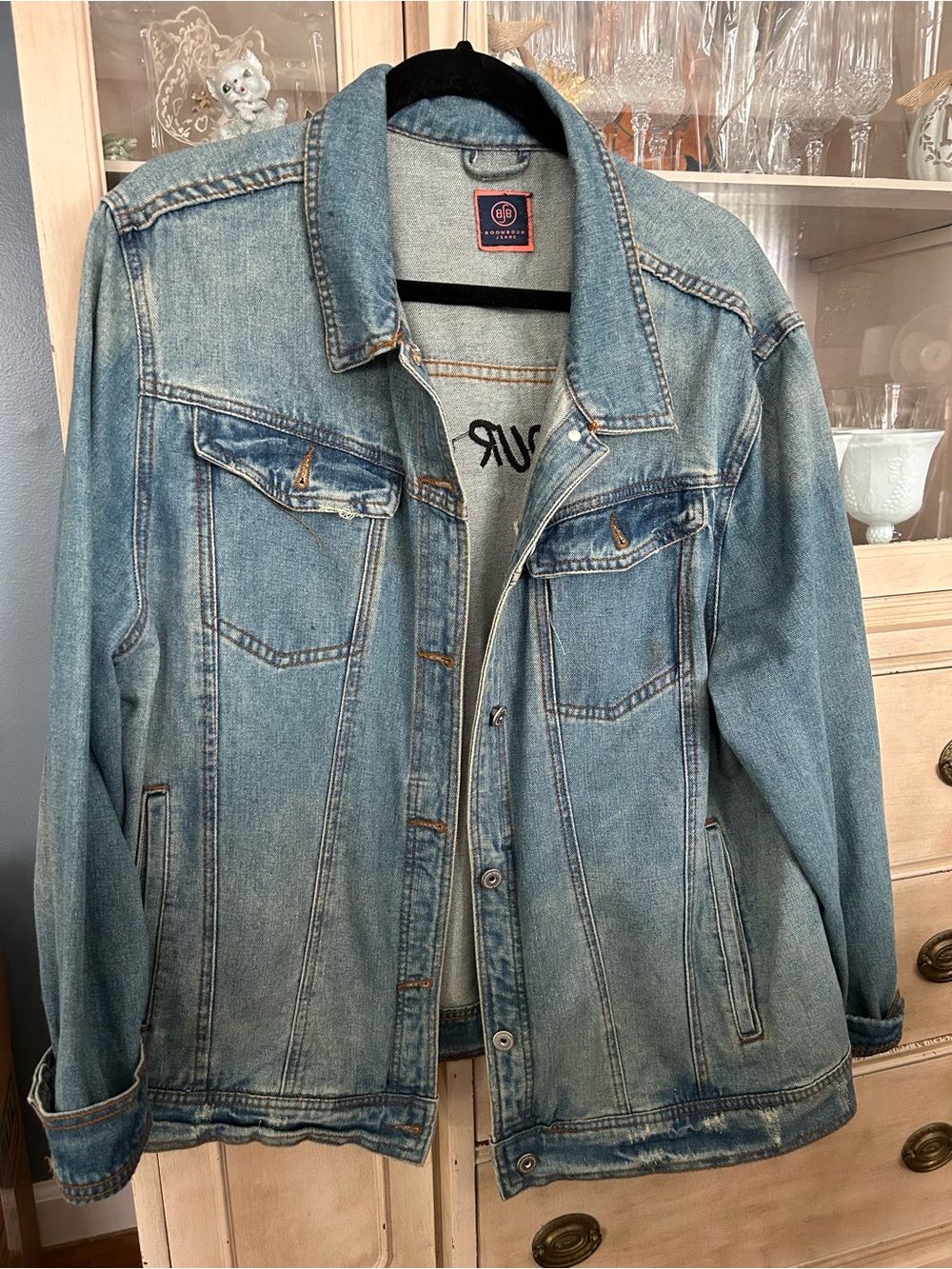 Boom Boom Jeans Washed Blue Denim Jacket with Chest Pockets